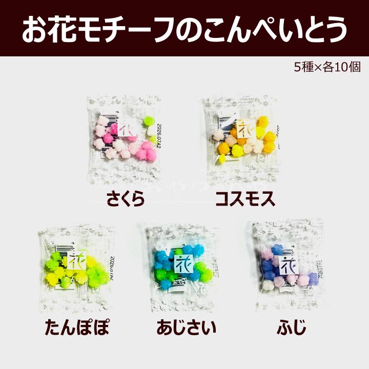 花コンペイ糖 詰合せ 4g×50個入り（5種×各10個）こんぺいとう 金平糖