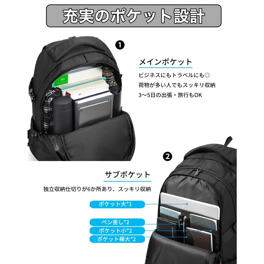 リュック メンズ おしゃれ 大容量 学生 スポーツ 社会人 防水 ブラック