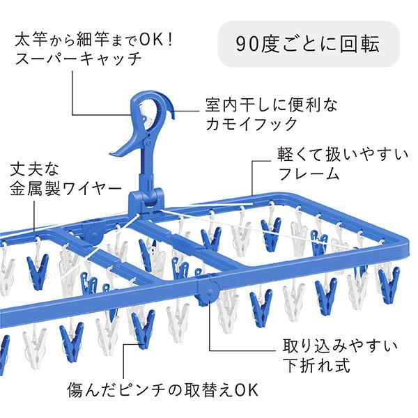 洗濯ハンガー 42ピンチ ピンチハンガー 洗濯干し 室内干し 部屋干し 屋外 外干し まとめ干し 洗濯バサミ 42個付き 白 ホワイト ブルー NSR ネオスール 送料無料｜kainan-zakka｜02