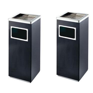 2個セット 屋外灰皿 A-083B 角型 ブラック 吸い殻入れ 吸殻入れ アッシュトレイ ごみ箱 ゴミ箱付き灰皿 分煙 公共施設 | 