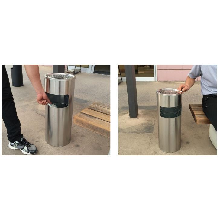 2個セット 屋外灰皿 A-085H 丸型 シルバー 吸い殻入れ 吸殻入れ アッシュトレイ ごみ箱 ゴミ箱付き灰皿 分煙 公共施設 |  | 03