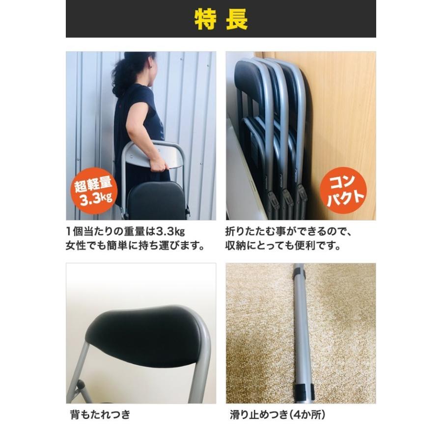 折りたたみチェア パイプ椅子 3脚セット 事務用品 店舗用品 折りたたみパイプ椅子(3脚セット・ブラック) / 150-SNC122BK