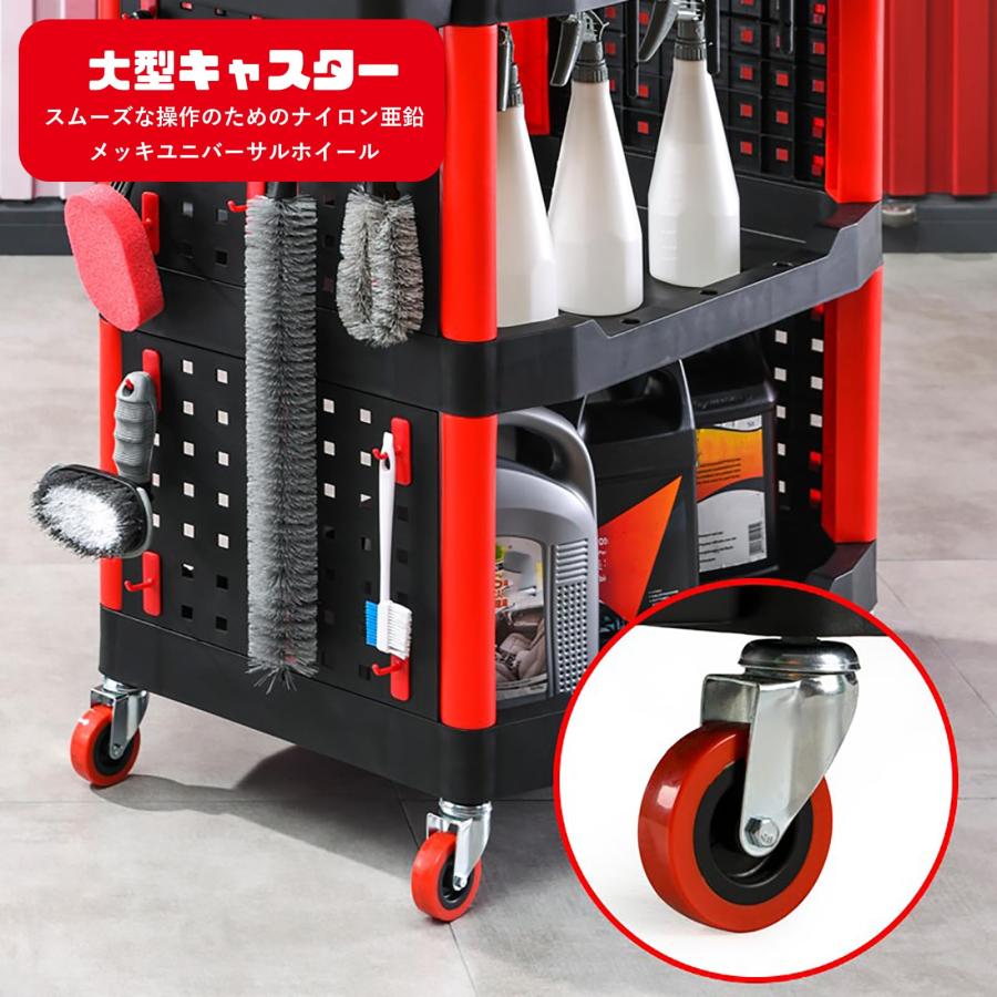 ツールワゴン 3段 ワーキングカート工具ワゴン 高強度PP ツール