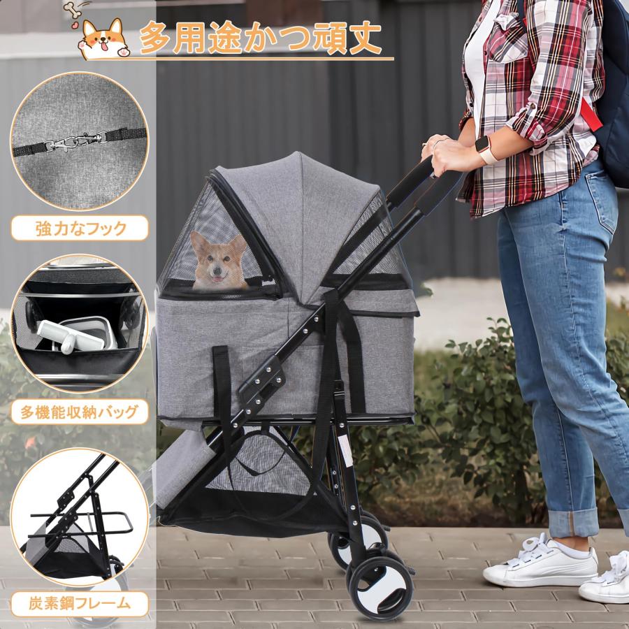 ペットカート 犬用 分離型 4輪 軽量 小型犬 ペットバギー 360°回転