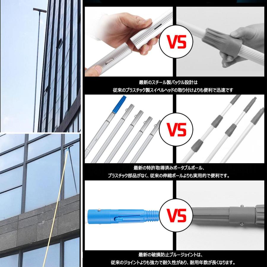 高所掃除ブラシ 外壁掃除ブラシ 長さ3m~12m選択可能 給水伸縮ブラシ 