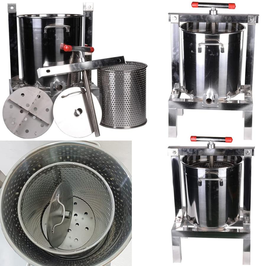 ステンレス製　手動式蜂蜜分離機　圧搾機 養蜂器具 蜂蜜分離器 蜂蜜絞り器 蜜を絞り器 蜂蜜圧搾機 みしん 15L 大