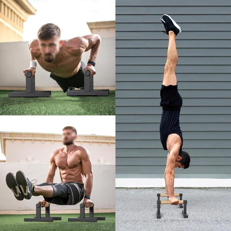 プッシュアップバー　倒立バー　マッドブラック プッシュアップバー 木製 腕立て伏せ 器具 倒立バー 逆立ち ディップス