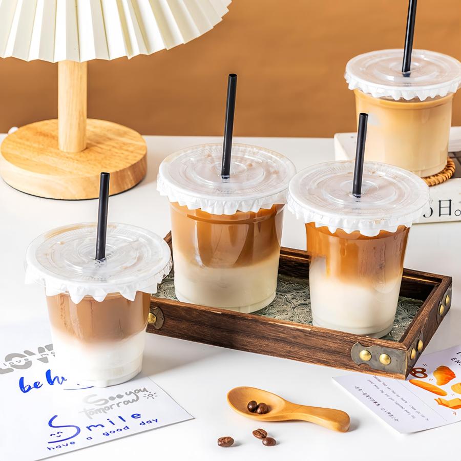 プラスチックコップ 使い捨て（360ML/400ML）プラカップ 蓋付き クリア 