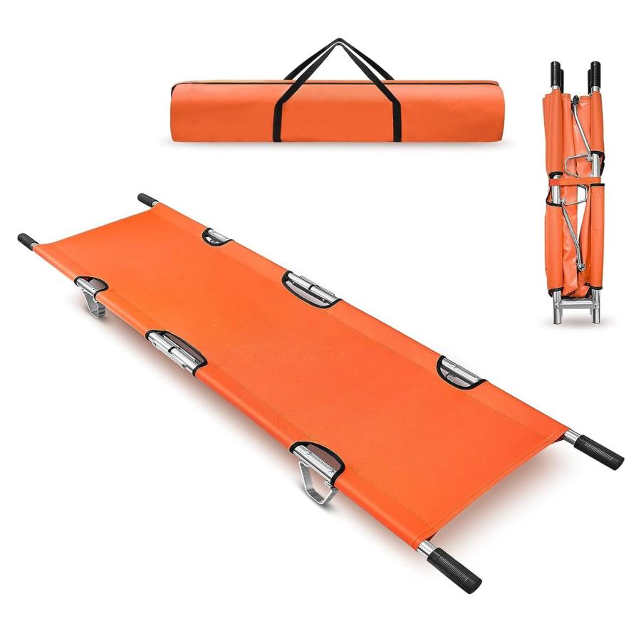 折りたたみ 担架 スチール製 ロングサイズ 防水 簡易担架 コンパクト 2