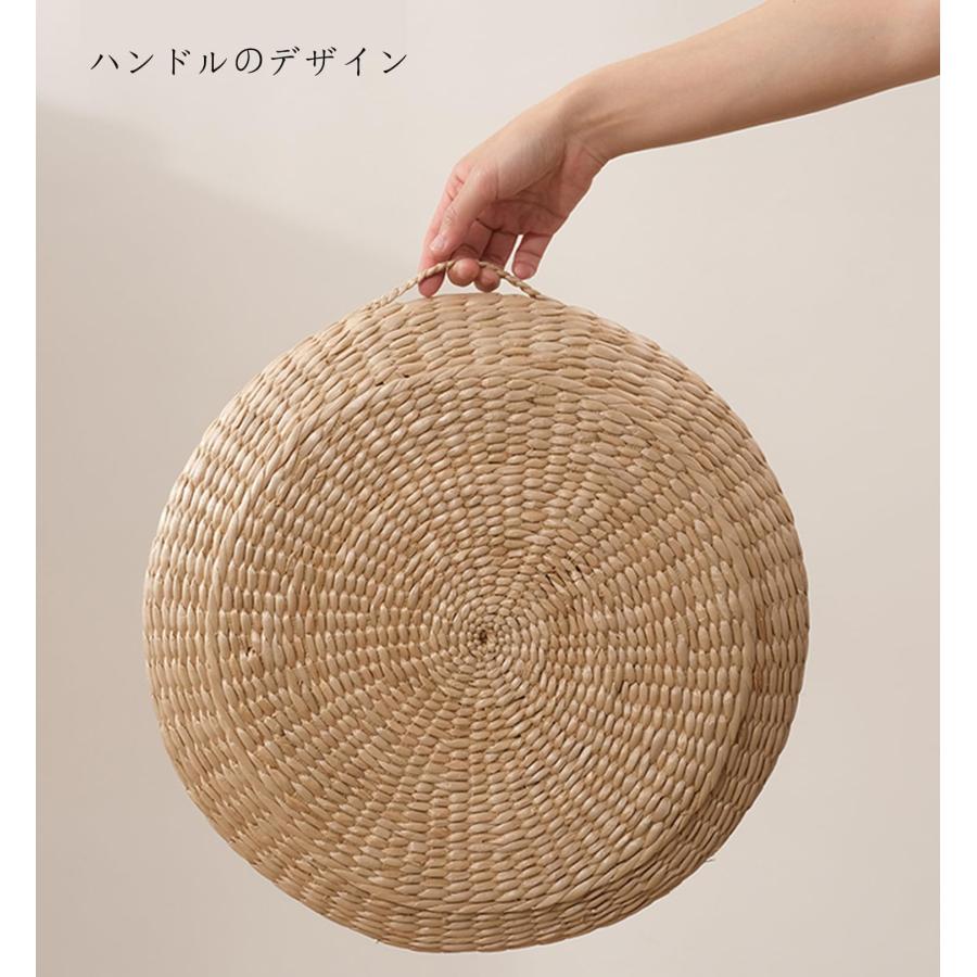 蒲団敷き円形手編み畳ふき窓座布団 厚いわら布団茶道クッション地面