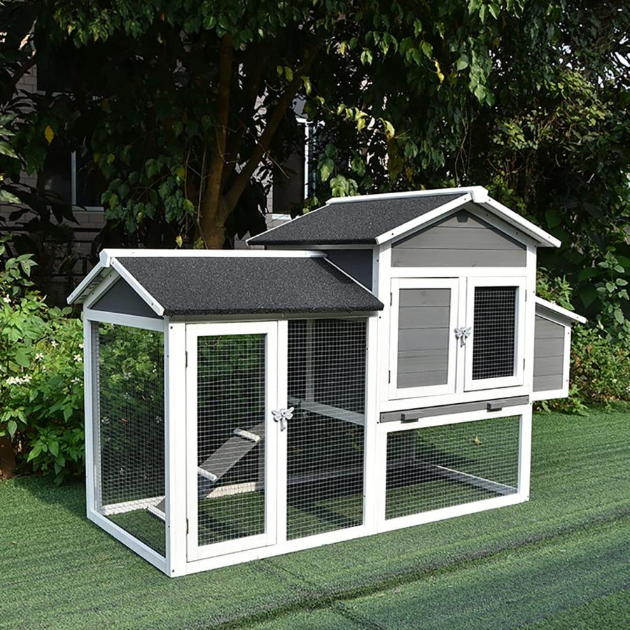 鶏小屋 鶏用ケージ 金網製の戸と窓 アスファルト屋根付き トレイ付き