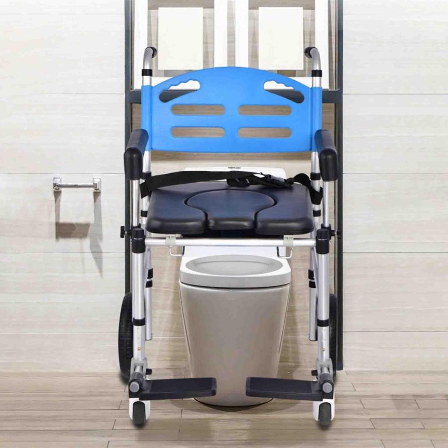 介護用シャワー椅子 360° 回転 キャスター付き高齢者 風呂椅子 トイレ