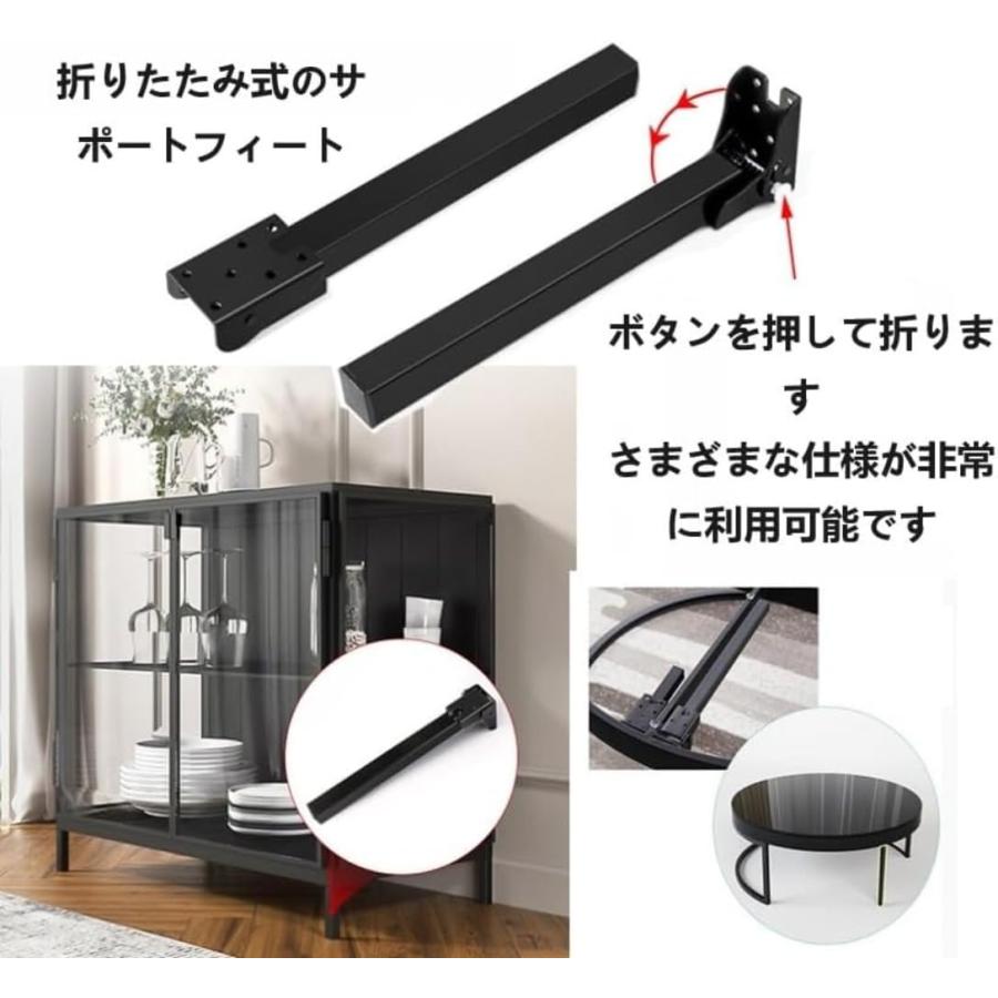 4本セット 折りたたみ式ヘアピンテーブル脚、90°鉄製折りたたみ