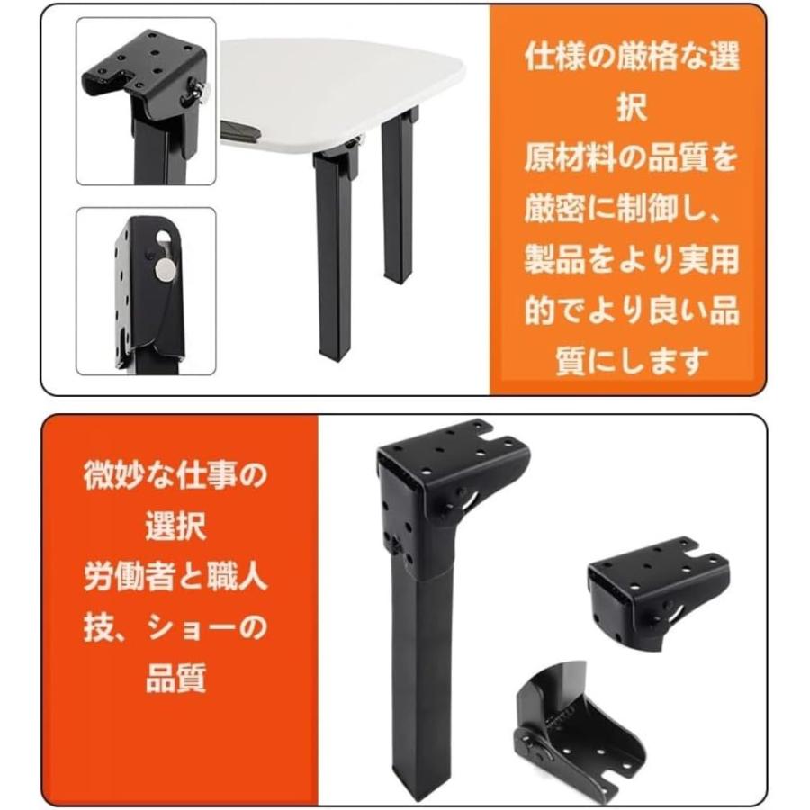 4本セット 折りたたみ式ヘアピンテーブル脚、90°鉄製折りたたみ