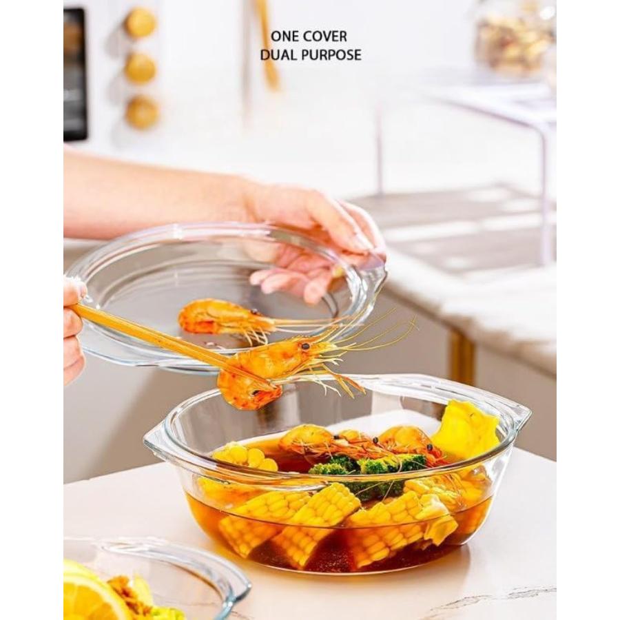 透明なガラスのキャセロール ガラス耐熱皿 防水ガラス蒸し鍋 蒸し鍋