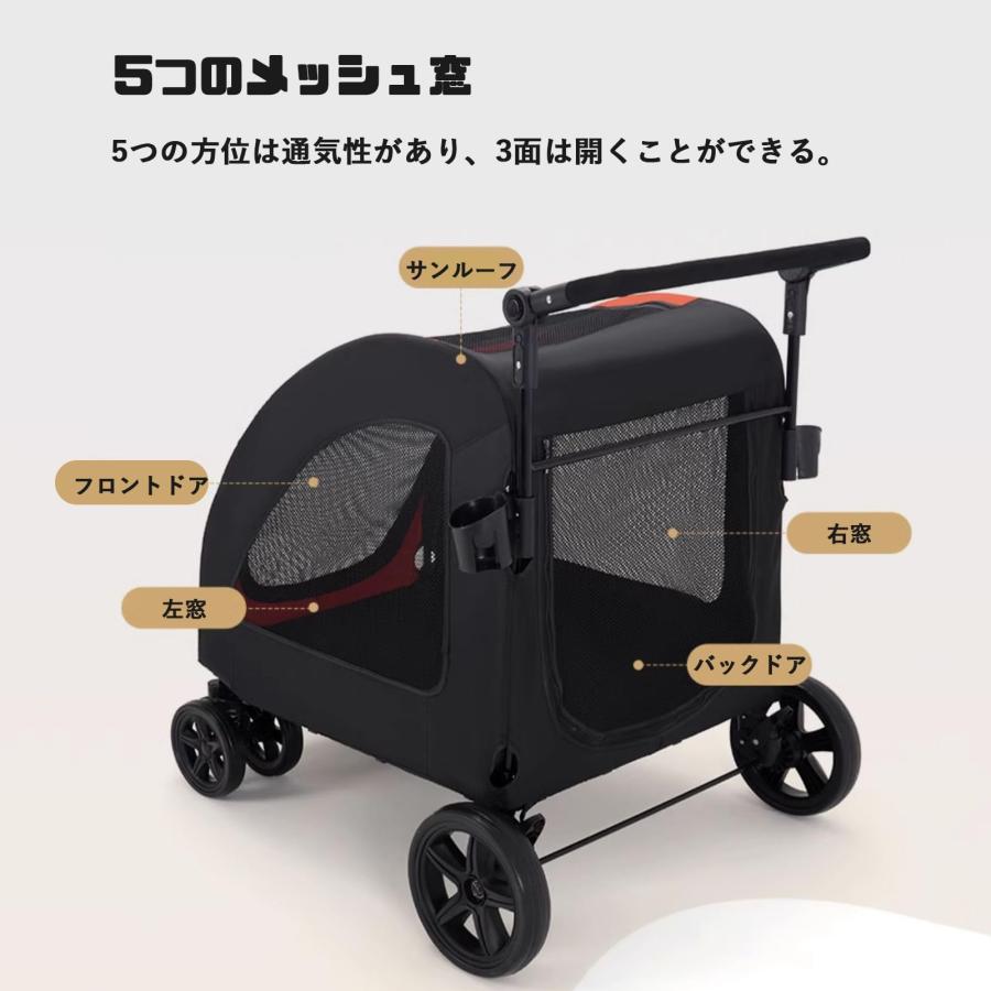 大型犬ペットカート 折りたたみ ドッグカート 犬 カート 前輪360°回転