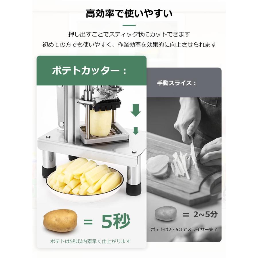 ポテトカッター 手動式 野菜カッター 7/10/14MM 3種ブレード 全体