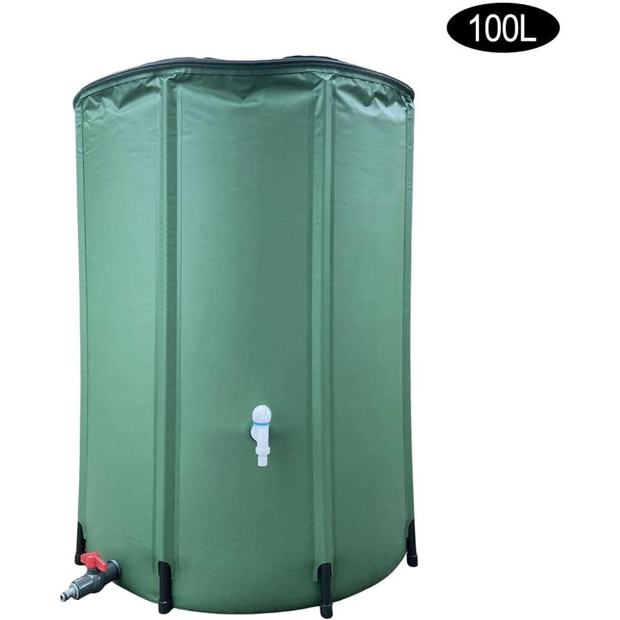 緑色 貯水タンク 円筒形 蓋付き 家庭用 貯水タンク 折りたたみ式貯水タンク 100L / 200L/ 屋外用レイン