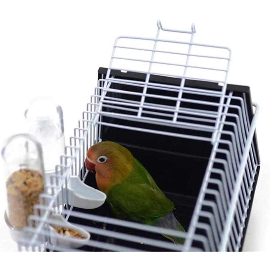 鳥かご 2つ自動給餌器/1本止まり木付 バードケージ 小鳥 組み立て式