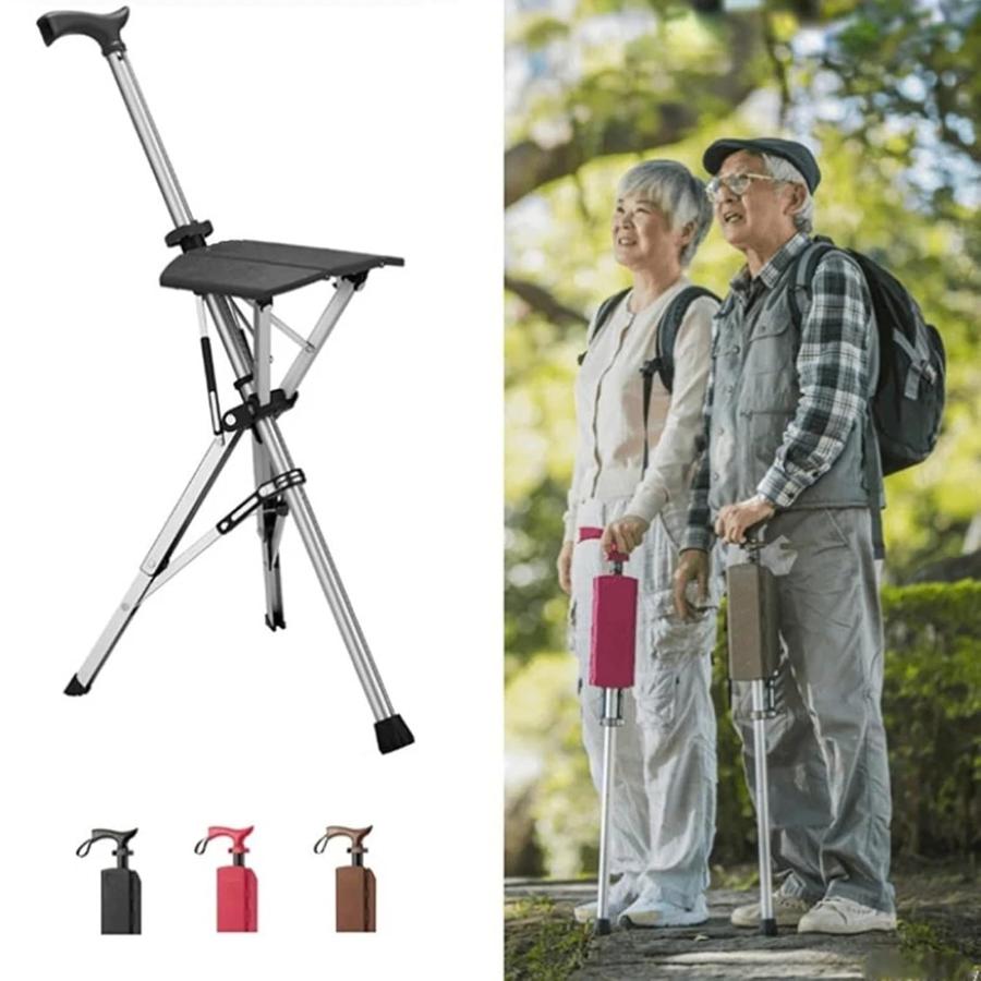 シート付き杖 ステッキチェア 杖 椅子になる杖 移動補助 高齢者用杖