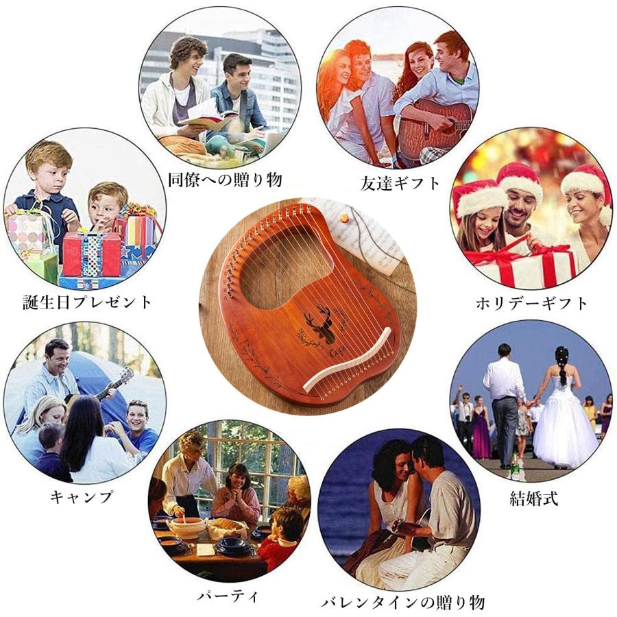 ハープ 弦楽器 楽器 ハープ本体 ケース付き オーケストラ 演奏 クラシック GINZA JUJIYA Chris Harp (ライラック) 15弦レバーハープ ひざ