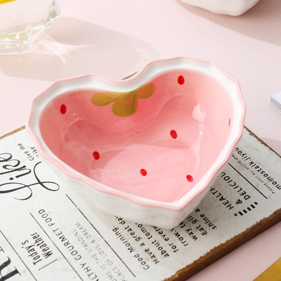 いちご皿 プレート ハート ボウル 陶器 スプーン付き サラダボウル