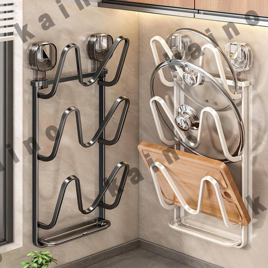 フライパン&鍋蓋スタンド ポットカバーラック壁に取り付けられたキッチンパンチフリーストレージラックアーティファクトストレージ 鍋蓋スタンド  ポットカバーラック壁に取り付けられたキッチンパンチフリーストレージラックアーティファクトストレージシェルフ25x36. 鍋 ... 鍋蓋スタンド 鍋蓋置き ポットカバーラック壁に取り付けられたキッチンパンチフリーストレージラック 収納キッチンラック