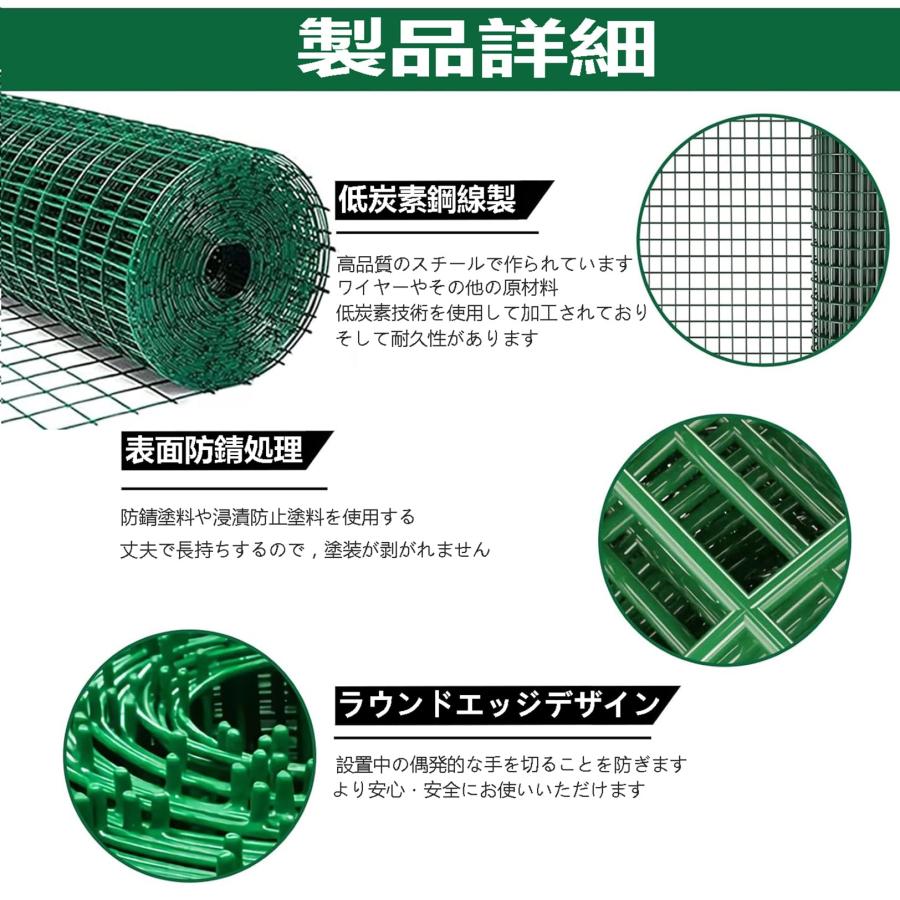 簡単金網フェンス ワイヤーの直径は2mm メッシュの穴のサイズは6cm 防