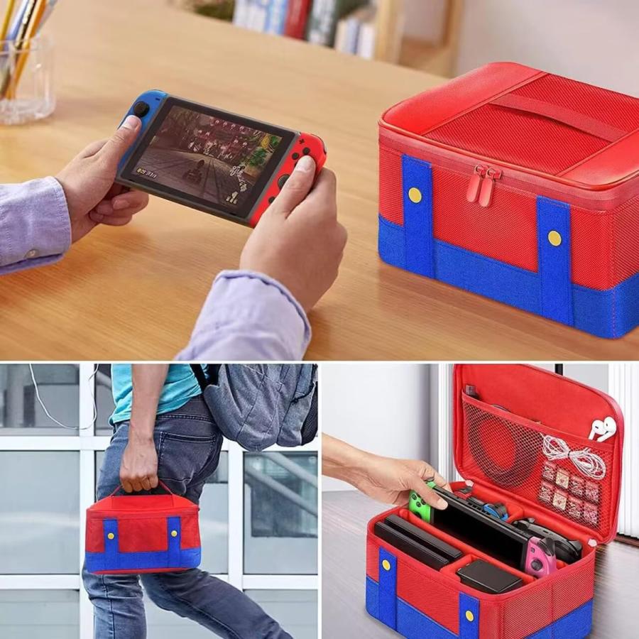ニンテンドー スイッチ用 オールインワン ケース バッグ (赤/青