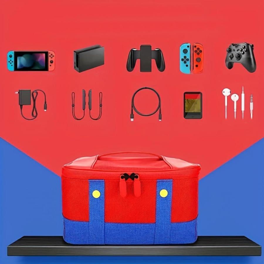 ニンテンドー スイッチ用 オールインワン ケース バッグ (赤/青