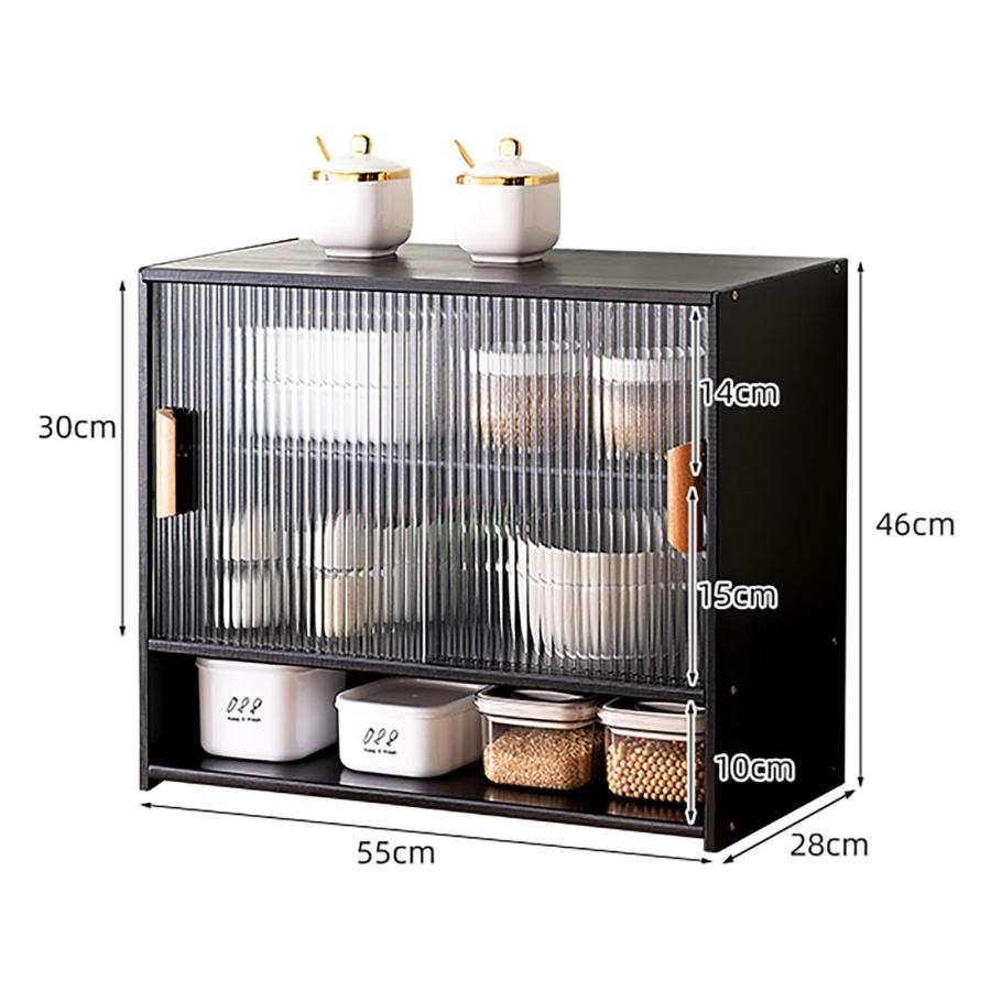 多機能 カウンター上収納 竹 ミニ キッチン 食器棚 収納ラック 両面