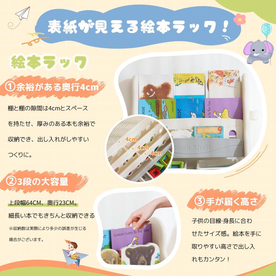 絵本ラック 絵本棚 大容量 本棚 収納ラック 多機能 おもちゃ収納 収納