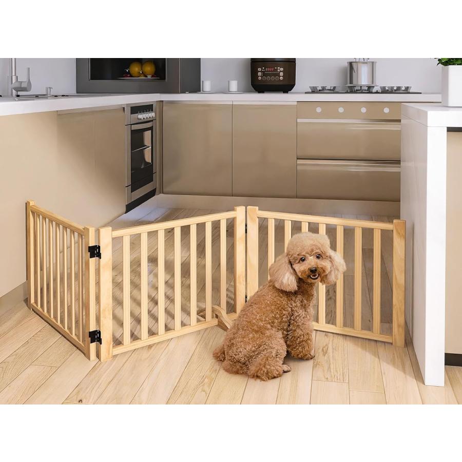 木製犬用ゲートペットフェンス、折り式バリア、ペット用家具フェンス