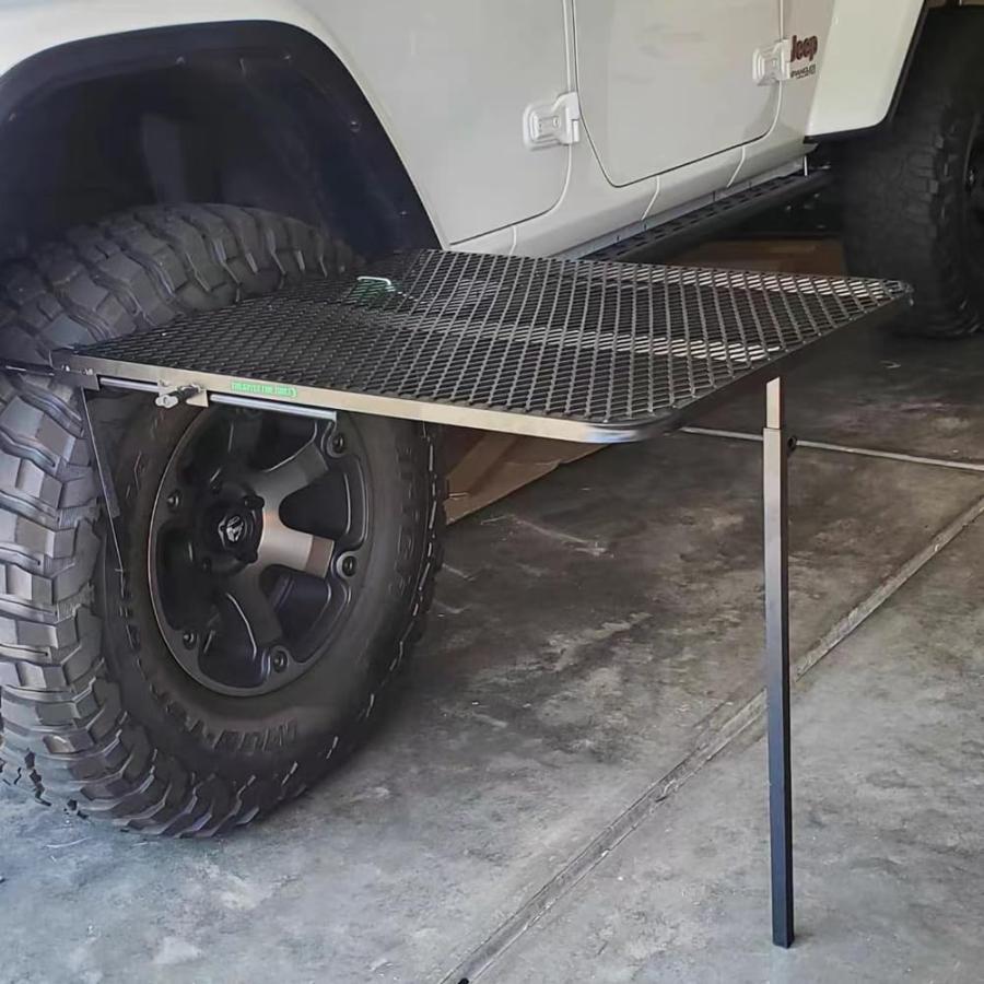 ポータブル鉄製車用タイヤテーブル、キャンプラック 折りたたみ