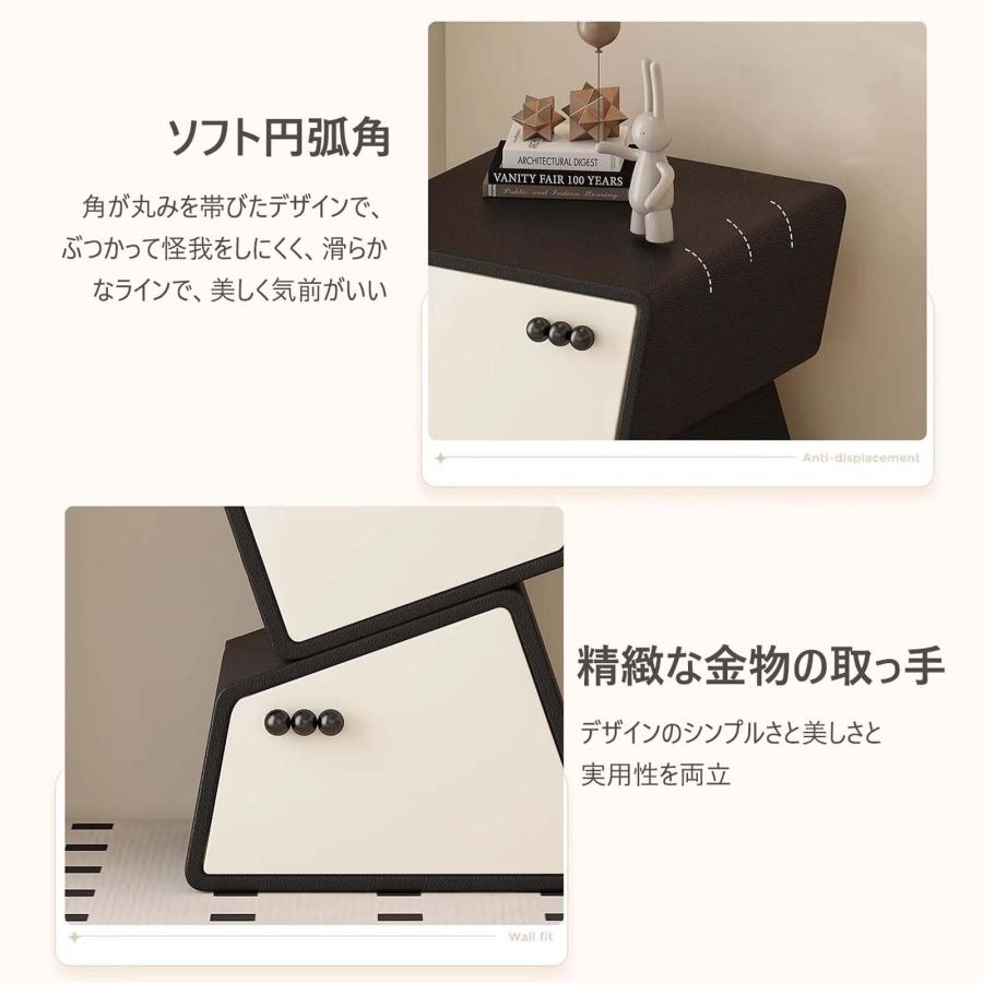 ナイトテーブル 二段引き出 ベッドサイドテーブル し取り付け不要 大容量 ナイトテーブル ベッドサイドテーブル 引き出し付き 大容量 コンパクト