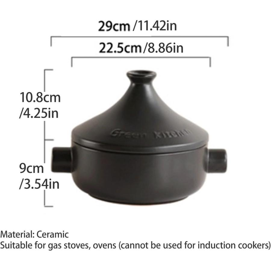 セラミックタジン鍋モロッコ料理用、蓋と蒸し器付きキャセロール