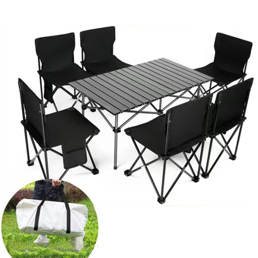 アウトドア テーブルチェアセット 7点セット キャンプ　収納袋付き アウトドア テーブル チェア 7点セット 金属 キャンプ テーブル