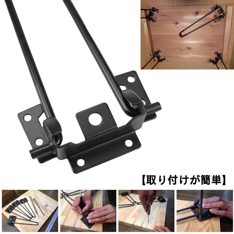 折りたたみ脚 4本 DIY 金具 テーブル 脚 アジャスター付きアイアン