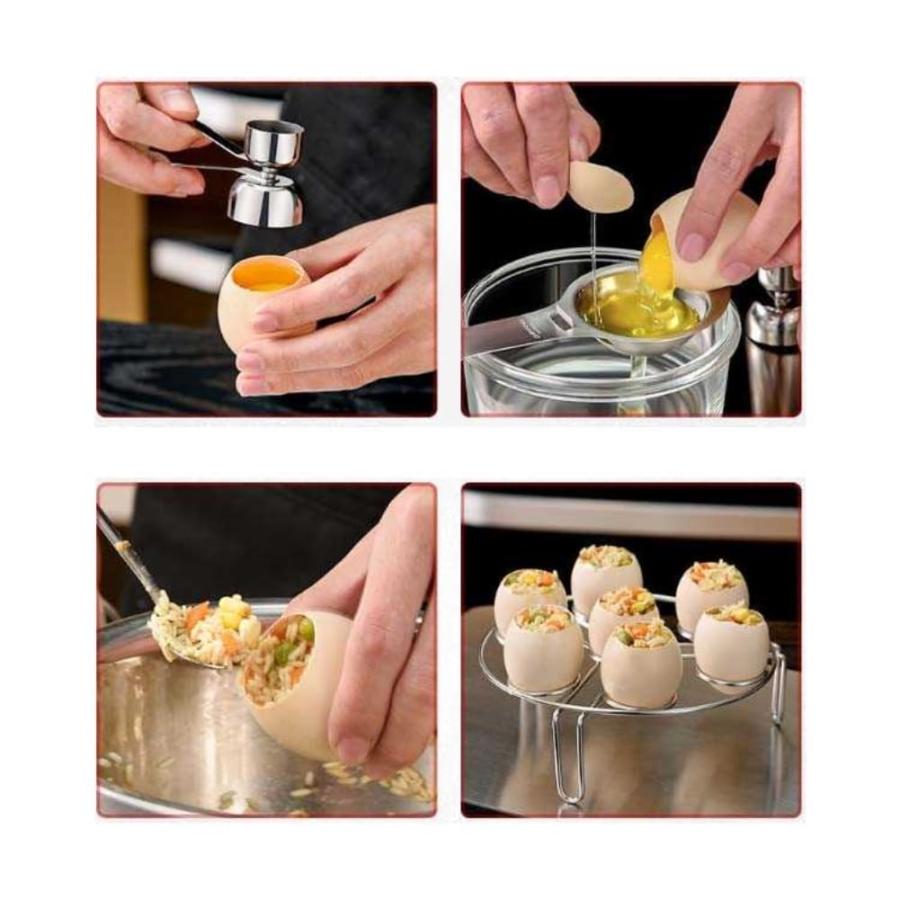 エッグカッター 卵の殻割り 両面使える卵割り器 ステンレス製 卵の殻