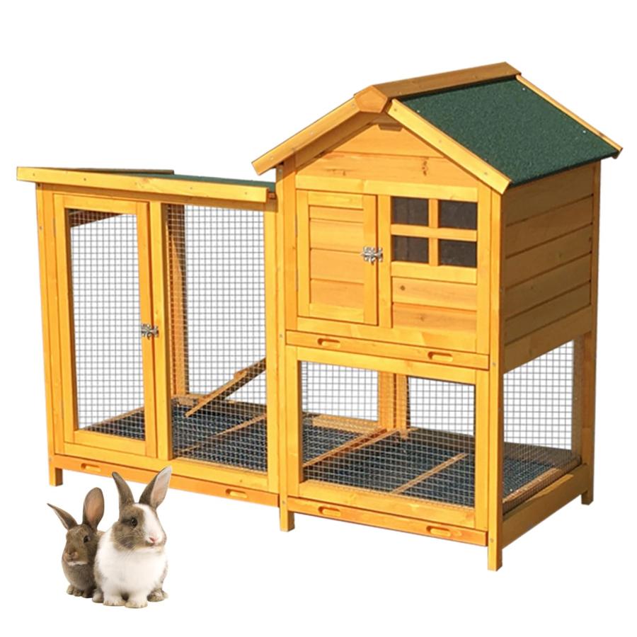 屋外 木製 ウサギケージ 鶏小屋 大型 家禽ケージ 砂アスファルト屋根 2