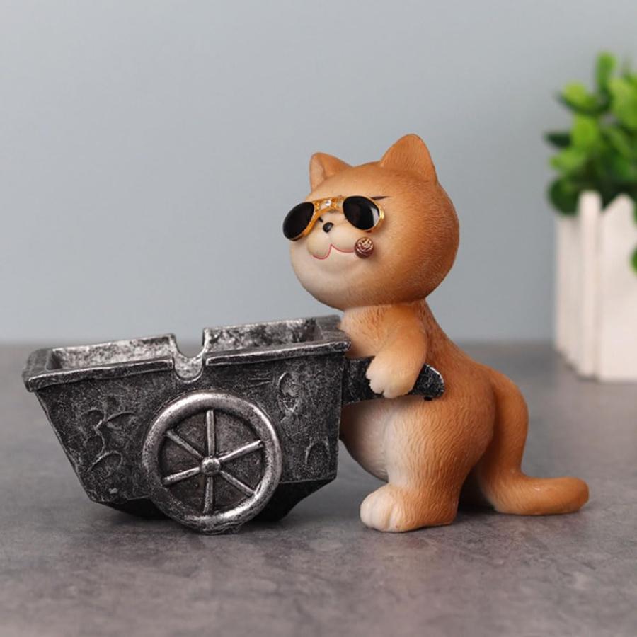 灰皿 可愛い 猫 防臭 樹脂製 オフィスの装飾用 タバコ 灰皿/家庭