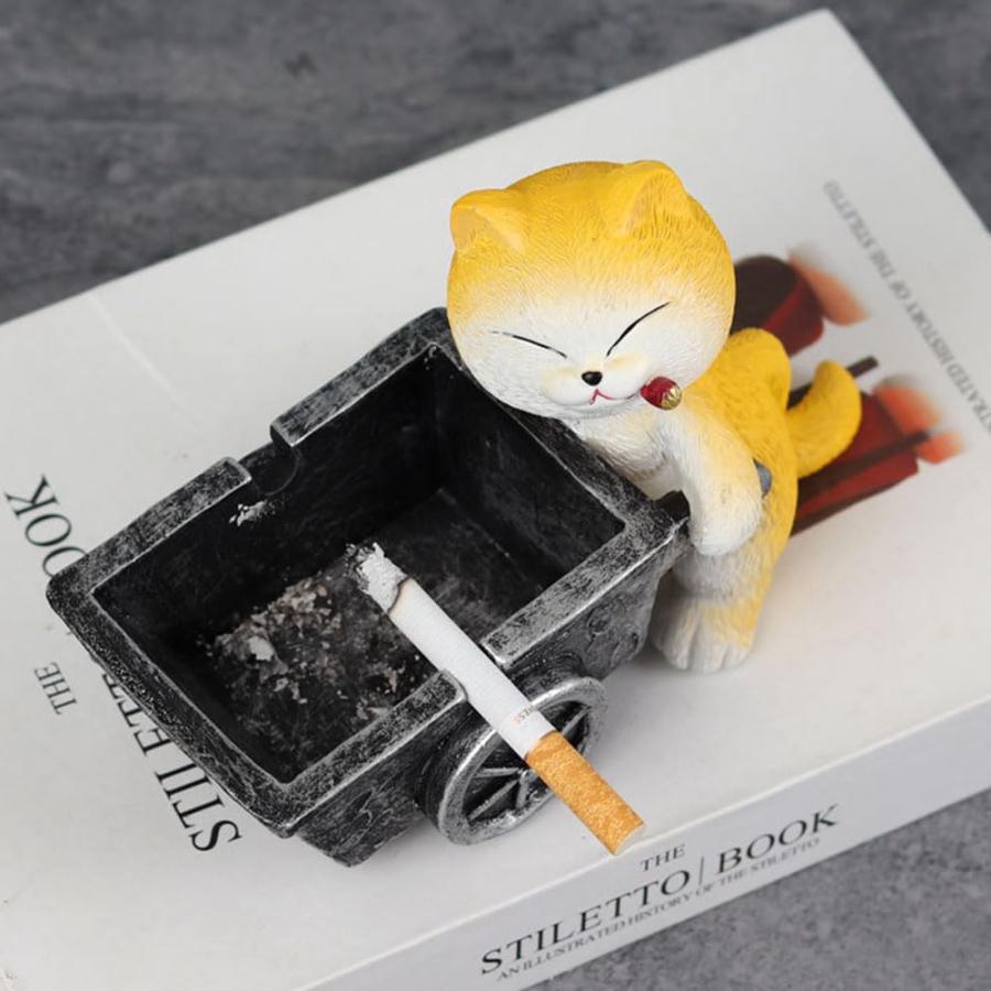 灰皿 可愛い 猫 防臭 樹脂製 オフィスの装飾用 タバコ 灰皿/家庭