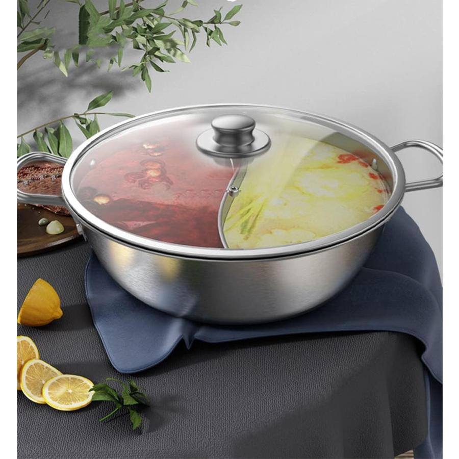 仕切り鍋　ステンレス　2色鍋　火鍋　エンボス　両手鍋　二食鍋　まとめ売り Amazon｜火鍋 鍋 両手鍋 しゃぶしゃぶ鍋 仕切り鍋 ステンレス 2食鍋