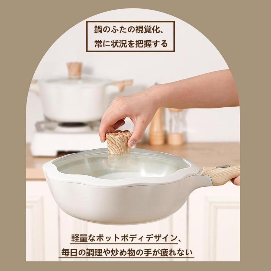 炒め鍋 深型 フライパン 片手鍋 ノンスティックフライパン 蓋付き炒