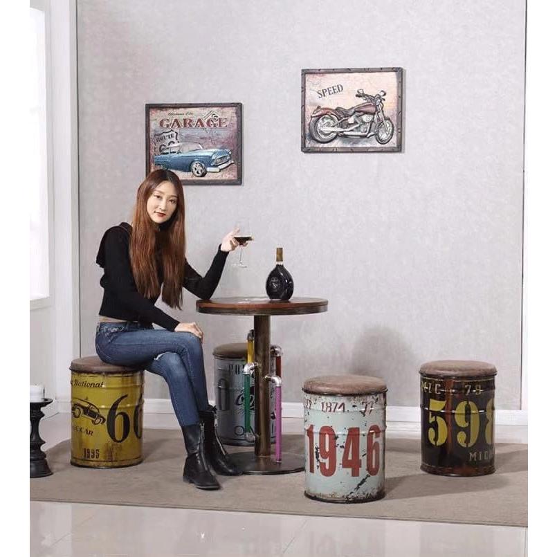 足置き台 収納スツール ドラム缶 フットスツール ラウンドオットマン