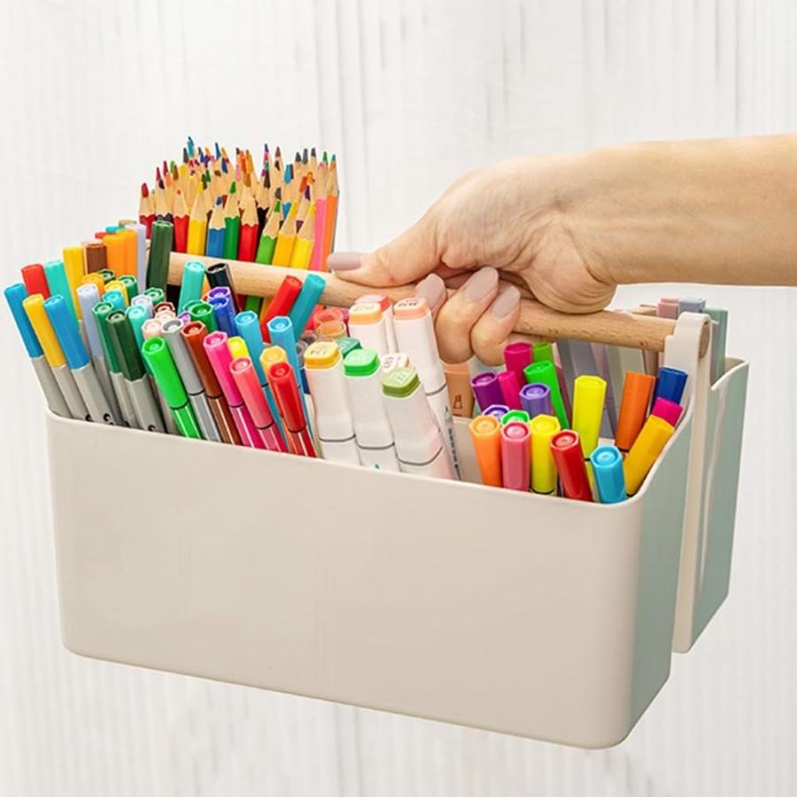 ペン立て 手提げ式 取っ手付き ペンスタンド ペンホルダー デスク収納