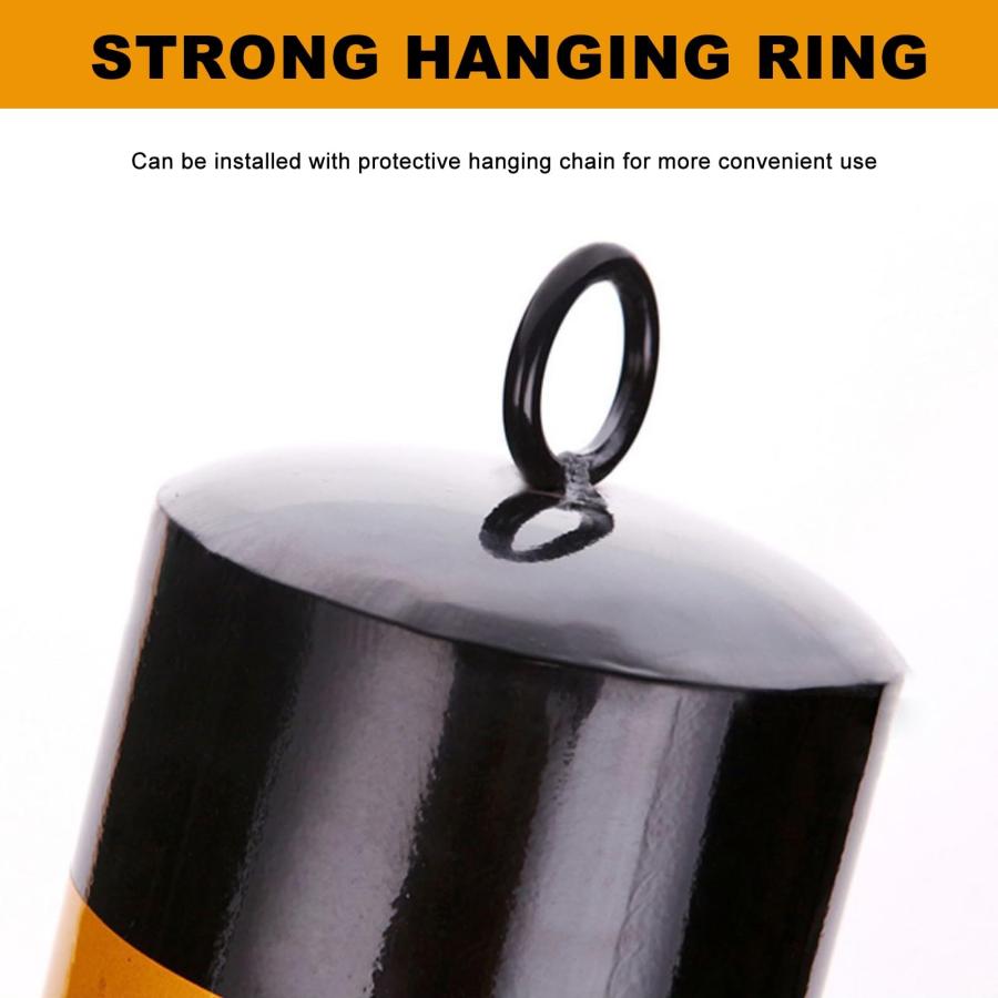 駐車場ポール、高さ75cmのスチール製駐車場 チェーン、4本のアンカーボルト付きイエローパーキングバリア、吊り下げリング付きストリートボラードパーキングポス