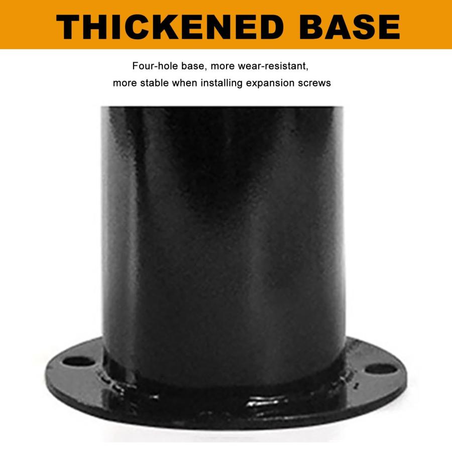 駐車場ポール、高さ75cmのスチール製駐車場 チェーン、4本のアンカーボルト付きイエローパーキングバリア、吊り下げリング付きストリートボラードパーキングポス