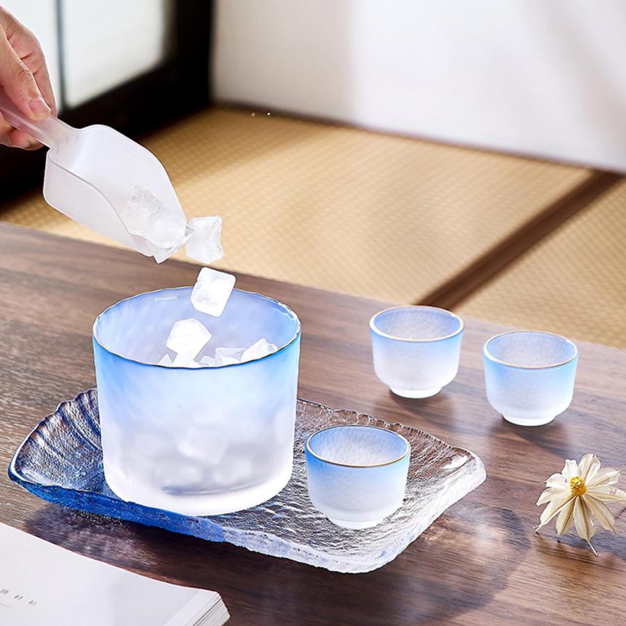 【美品】ブルーガラス　冷酒器セット 酒器セット 冷酒器 600ml+300ml+40ml*4個 日本酒 ガラスセット
