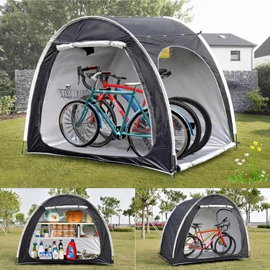 未使用）バイクガレージ サイクルハウス 自転車テント 物置 自転車 テント サイクルハウス 2ドア 収納 屋外 自転車置き場 ガレージ